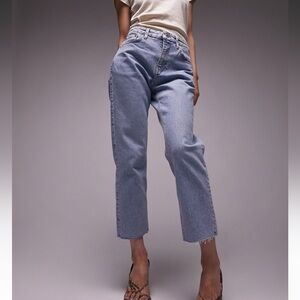 TOPSHOP Petite straight jeans with raw hem